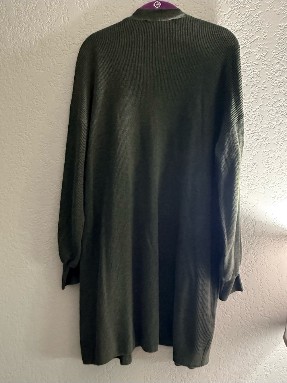 LOFT Olive Open-Front Ribbed Cardigan - Picture 6 of 6